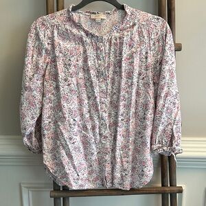 LOFT Pink Floral Blouse